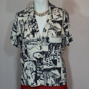 Reformation Women's Black and White Shirt short sleeve pictures pattern size XS